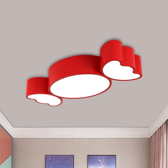 LED Candy Pendant Light for Children's Room - Red/Pink/Yellow Flush Mount Ceiling Fixture with Acrylic Shade