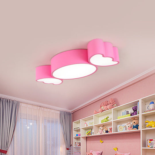 LED Candy Pendant Light for Children's Room - Red/Pink/Yellow Flush Mount Ceiling Fixture with Acrylic Shade