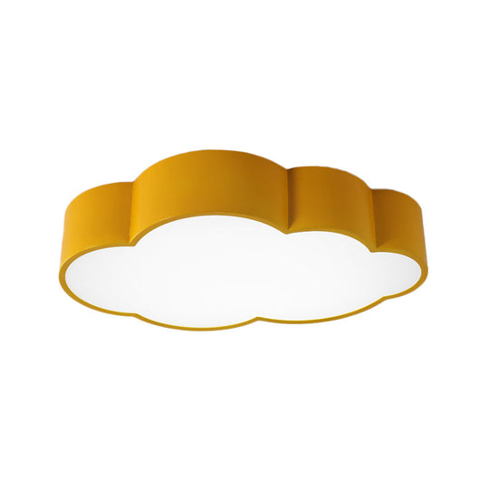 Kindergarten Cloud Flush Ceiling Light - White/Red/Yellow Kids Acrylic Mount