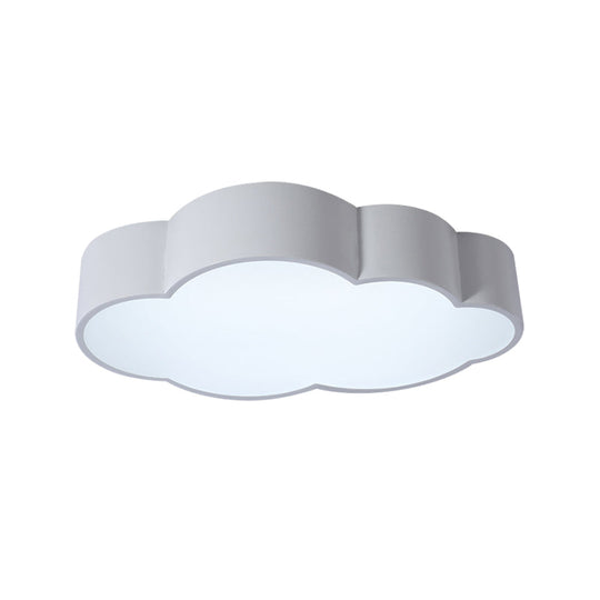 Kindergarten Cloud Flush Ceiling Light - White/Red/Yellow Kids Acrylic Mount