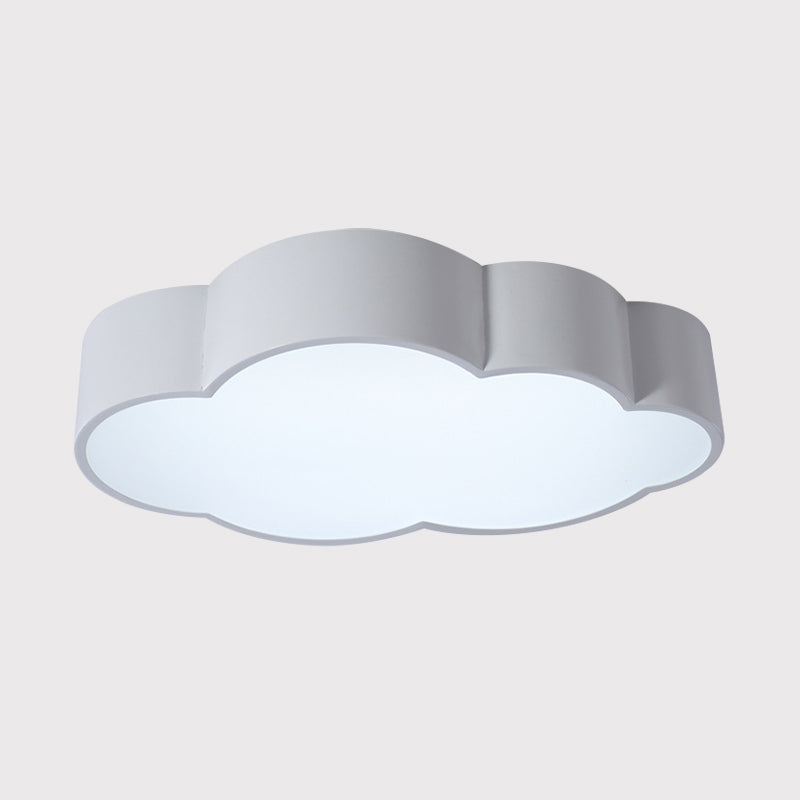 Kindergarten Cloud Flush Ceiling Light - White/Red/Yellow Kids Acrylic Mount