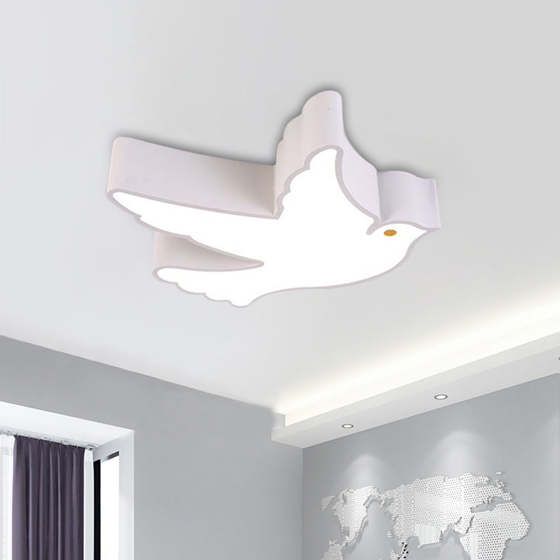 Kid's Flying Pigeon LED Flush Mount Ceiling Fixture - White/Red/Yellow