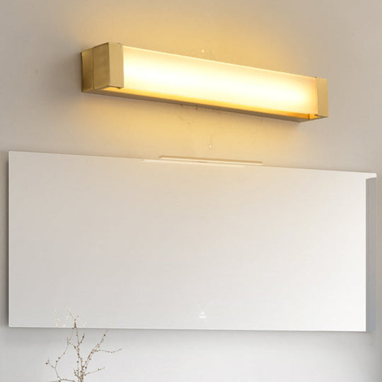 Minimal Brass Vanity Light Fixture With Led Washbasin Sconce Rectangular Acrylic Shade - 12/16.5