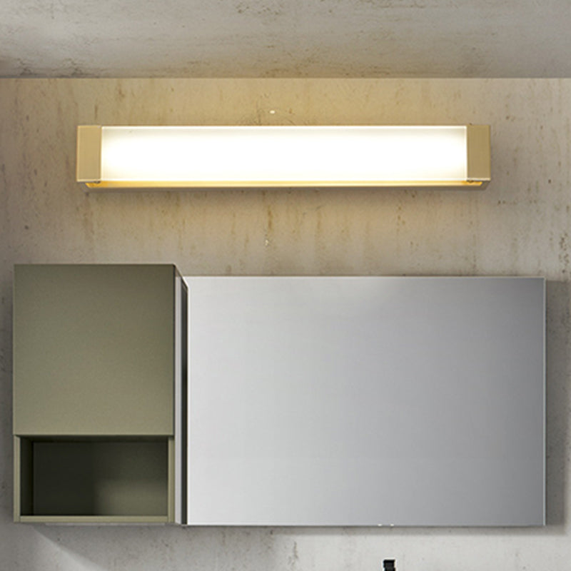 Minimal Brass Vanity Light Fixture With Led Washbasin Sconce Rectangular Acrylic Shade - 12/16.5