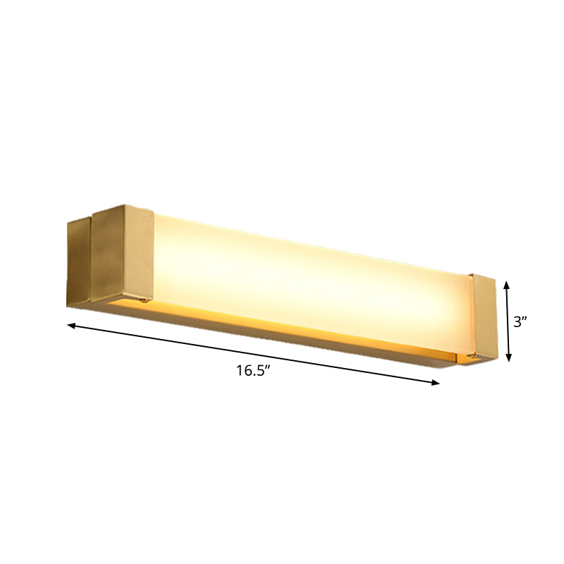 Minimal Brass Vanity Light Fixture With Led Washbasin Sconce Rectangular Acrylic Shade - 12/16.5