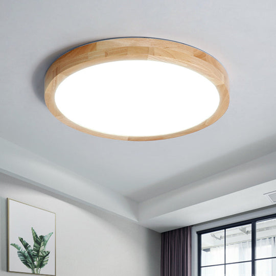 Modern LED Parlor Ceiling Lamp with Wood Circle Shade - Available in 3 Sizes