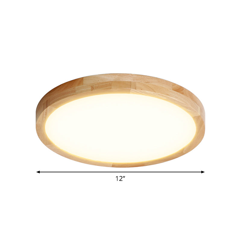 Modern LED Parlor Ceiling Lamp with Wood Circle Shade - Available in 3 Sizes