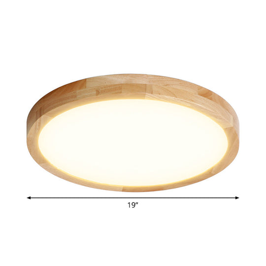 Modern LED Parlor Ceiling Lamp with Wood Circle Shade - Available in 3 Sizes