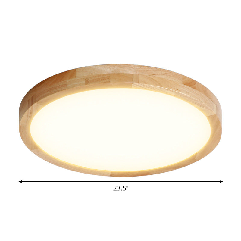 Modern LED Parlor Ceiling Lamp with Wood Circle Shade - Available in 3 Sizes