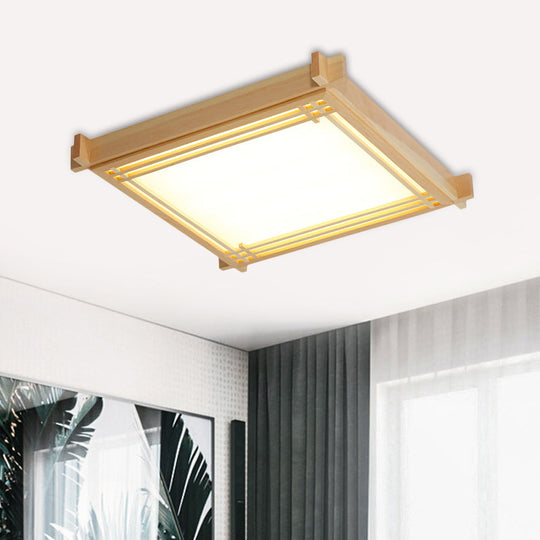 Minimalist Wood Oblong LED Ceiling Light in Beige - 3 Sizes (14"/19.5"/23") in Warm/White