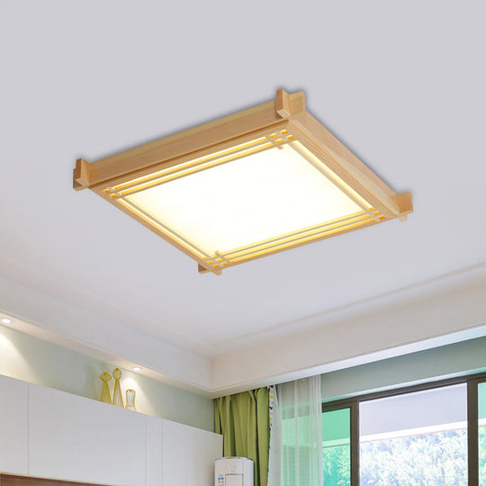 Minimalist Wood Oblong LED Ceiling Light in Beige - 3 Sizes (14"/19.5"/23") in Warm/White