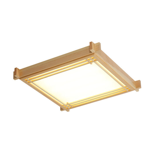 Minimalist Wood Oblong LED Ceiling Light in Beige - 3 Sizes (14"/19.5"/23") in Warm/White