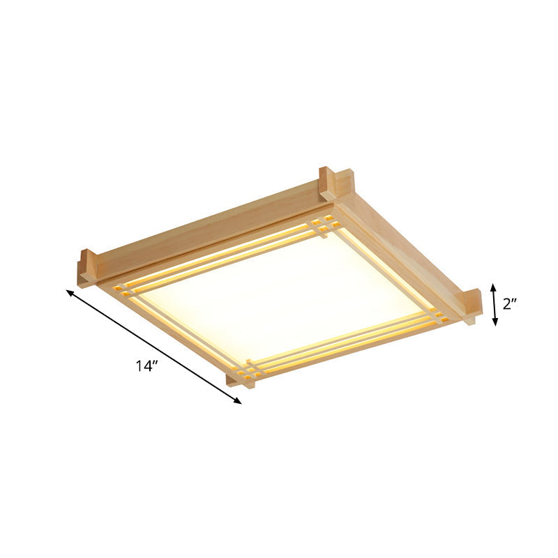 Minimalist Wood Oblong LED Ceiling Light in Beige - 3 Sizes (14"/19.5"/23") in Warm/White