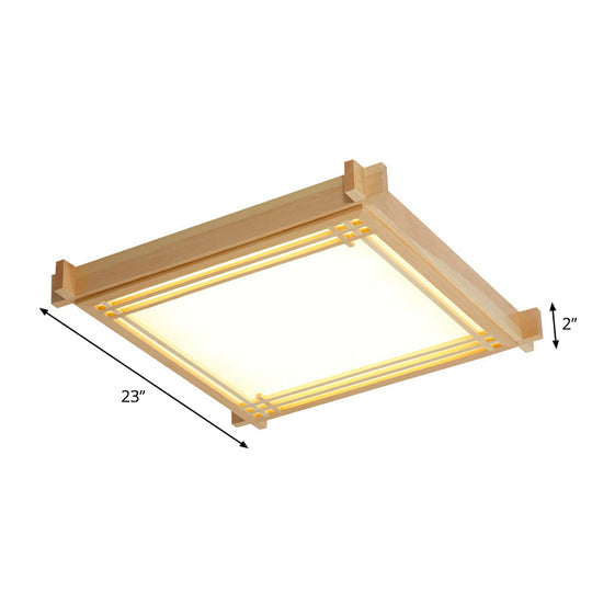 Minimalist Wood Oblong LED Ceiling Light in Beige - 3 Sizes (14"/19.5"/23") in Warm/White