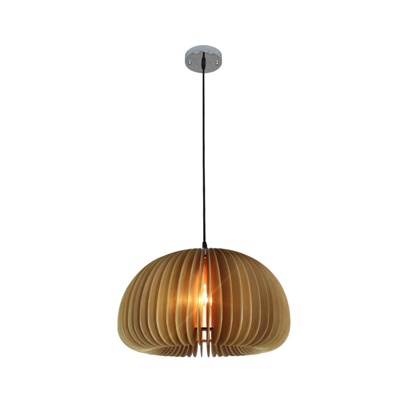 Wooden Single-Light Donut Pendant: Farmhouse-Style Beige Suspension Lighting