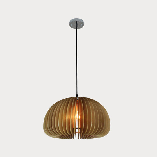 Wooden Single-Light Donut Pendant: Farmhouse-Style Beige Suspension Lighting