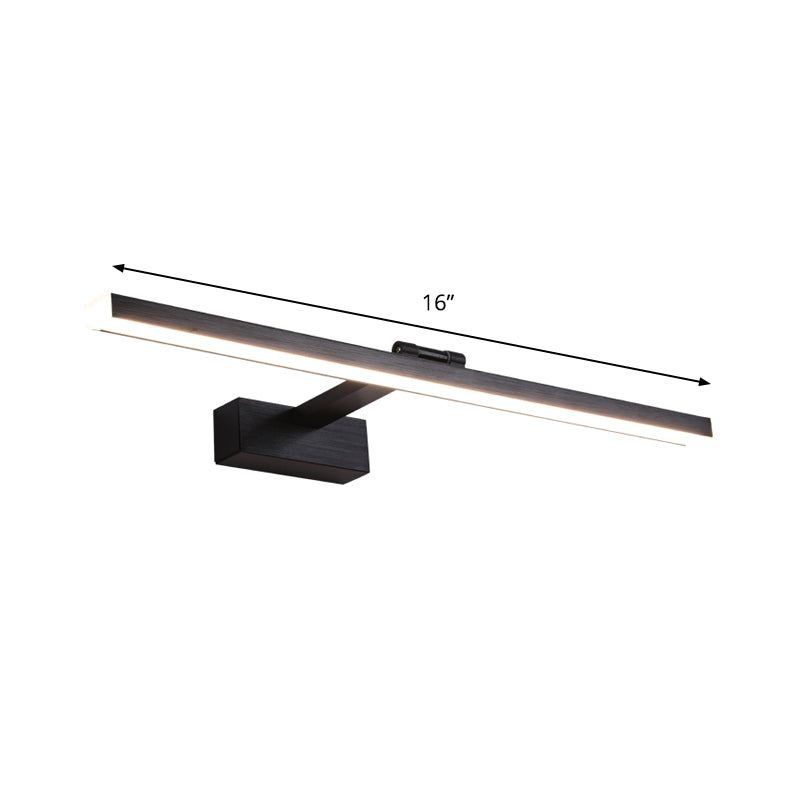 Slender Black Led Vanity Light In Modern Style - Wall Mount Lighting Idea Warm/White Glow