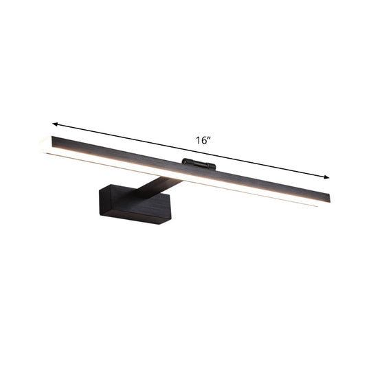 Slender Black Led Vanity Light In Modern Style - Wall Mount Lighting Idea Warm/White Glow