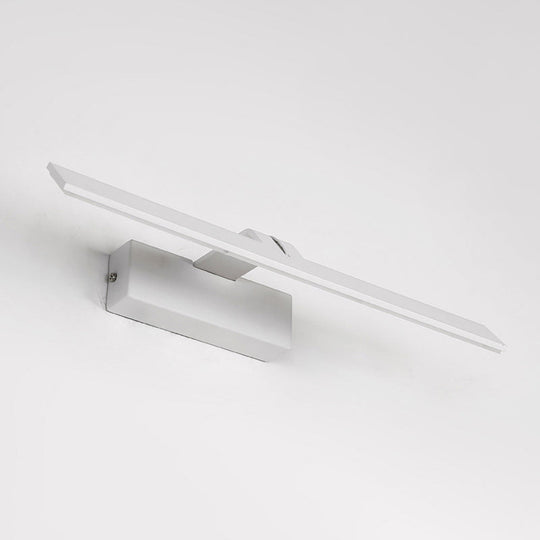 Minimalist White Metal Led Vanity Light Fixture: Wall Mounted Rectangle Lamp For Bathroom In