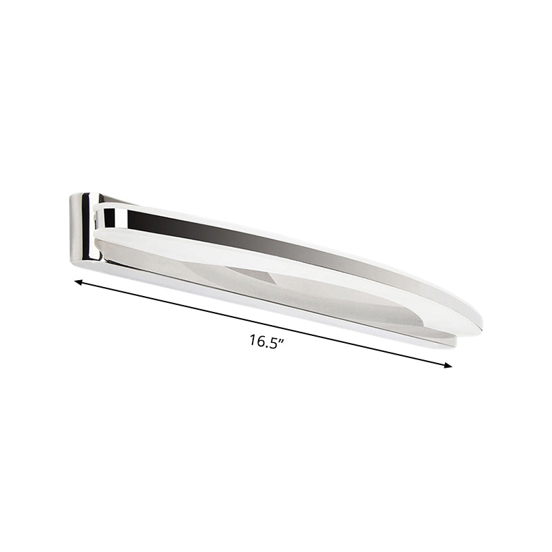 Chrome Led Arc Wall Light With Warm/White Acrylic Shade - Modern Vanity Lighting