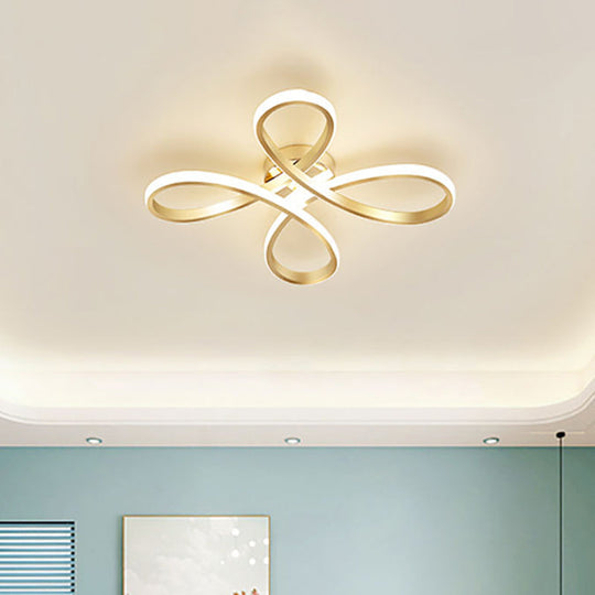 Gold Modernist LED Ceiling Fixture with Metallic Shade in Warm/White Light