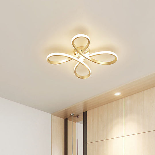 Gold Modernist LED Ceiling Fixture with Metallic Shade in Warm/White Light