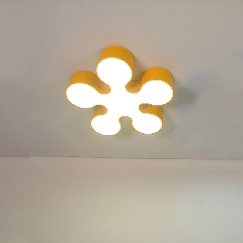 Childrens Led Blossom Ceiling Light In Blue/Red/Yellow - Acrylic Flush Mount