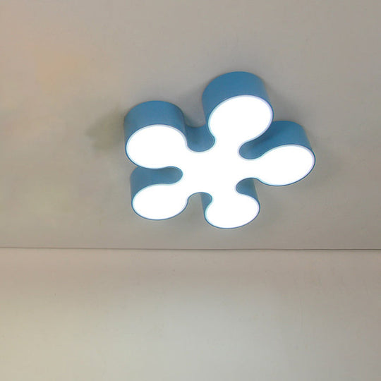 Childrens Led Blossom Ceiling Light In Blue/Red/Yellow - Acrylic Flush Mount