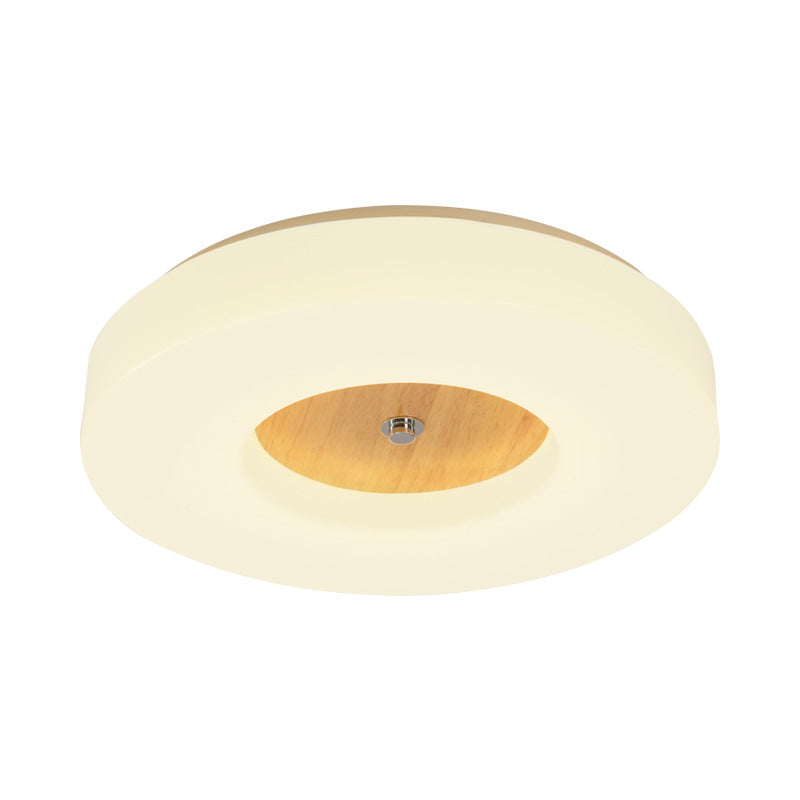 W LED Bedroom Ceiling Lamp with Hollow Drum Acrylic Shade - Modern White Flush Mount in Warm/White/Natural Light Variations