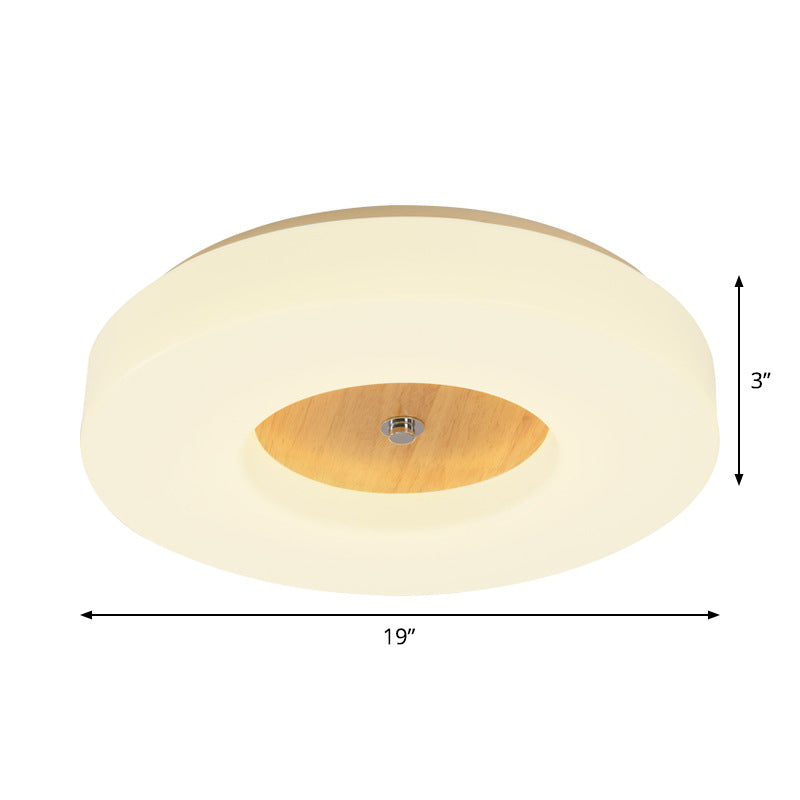 W LED Bedroom Ceiling Lamp with Hollow Drum Acrylic Shade - Modern White Flush Mount in Warm/White/Natural Light Variations