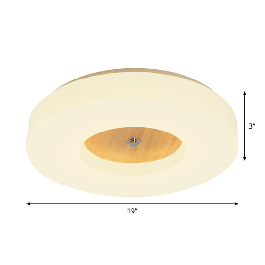 W LED Bedroom Ceiling Lamp with Hollow Drum Acrylic Shade - Modern White Flush Mount in Warm/White/Natural Light Variations