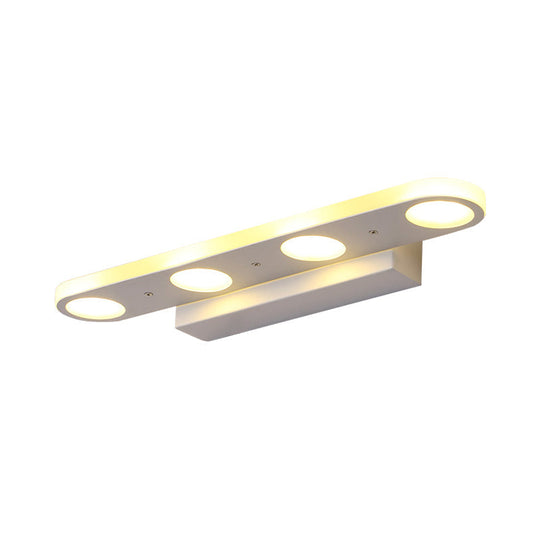 Sleek Metal Vanity Wall Light - 4/6-Light White Mounted Lamp In Warm/White