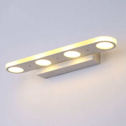 Sleek Metal Vanity Wall Light - 4/6-Light White Mounted Lamp In Warm/White