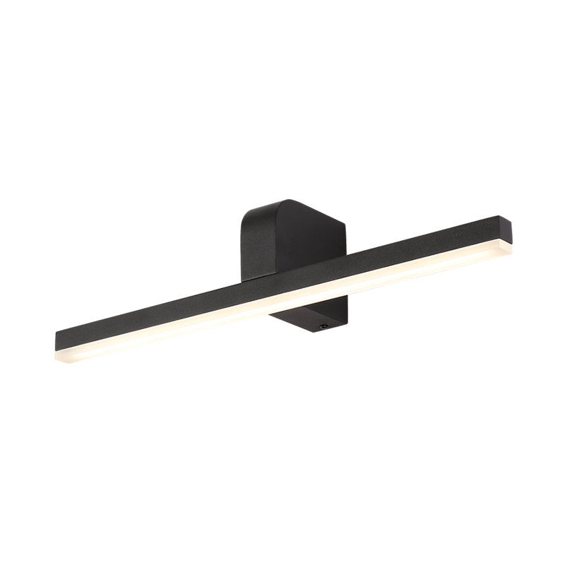 Modern Led Bathroom Vanity Light - Stylish Black/White Wall Lighting With Slender Metal Shade