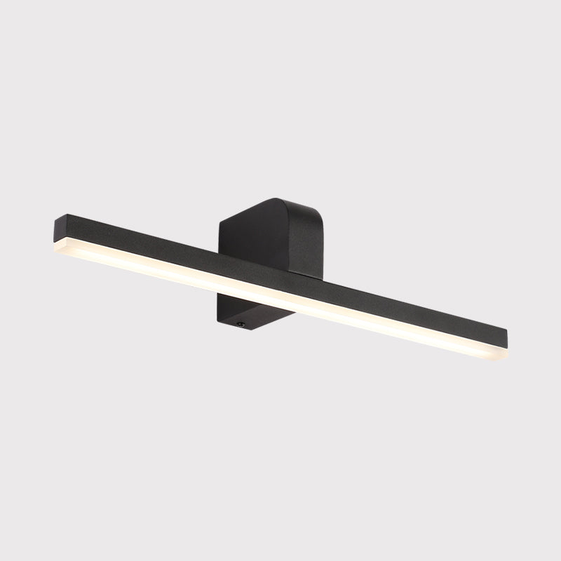 Modern Led Bathroom Vanity Light - Stylish Black/White Wall Lighting With Slender Metal Shade