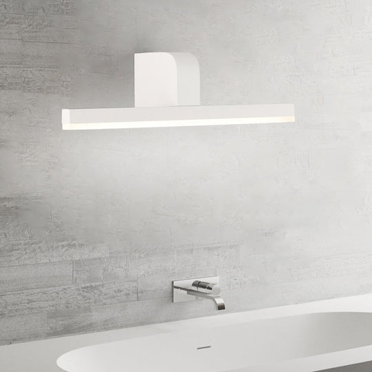 Modern Led Bathroom Vanity Light - Stylish Black/White Wall Lighting With Slender Metal Shade