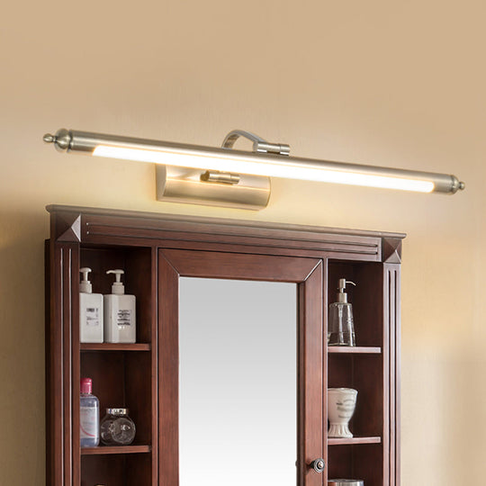 Modern Metal Led Restroom Wall Sconce In Nickel - Warm/White Light / Warm