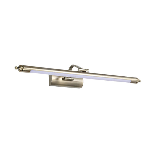 Modern Metal Led Restroom Wall Sconce In Nickel - Warm/White Light