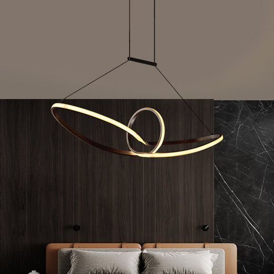 Sleek Metal Island Pendant With Led Suspension Lighting In Black/White For Warm/White Light