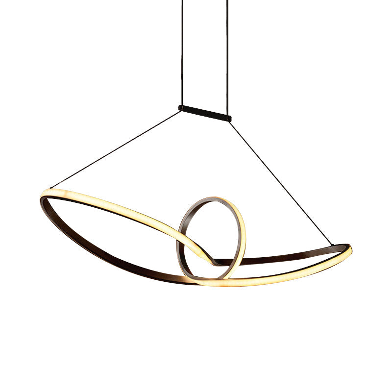 Sleek Metal Island Pendant With Led Suspension Lighting In Black/White For Warm/White Light