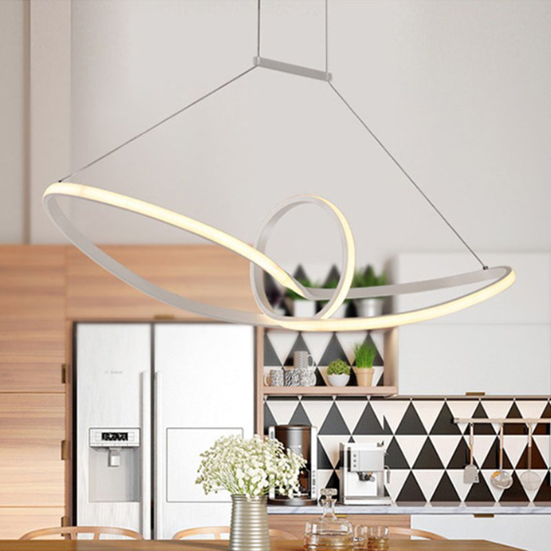 Sleek Metal Island Pendant With Led Suspension Lighting In Black/White For Warm/White Light