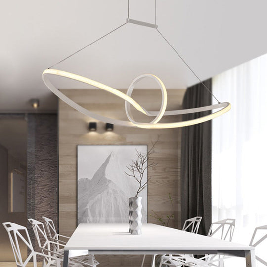 Sleek Metal Island Pendant With Led Suspension Lighting In Black/White For Warm/White Light