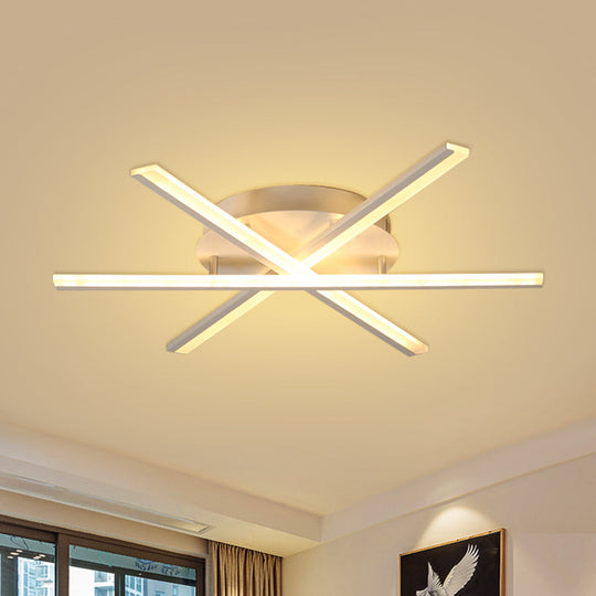 Slender Stacked LED Ceiling Light: Modern White Acrylic Flush Mount Fixture