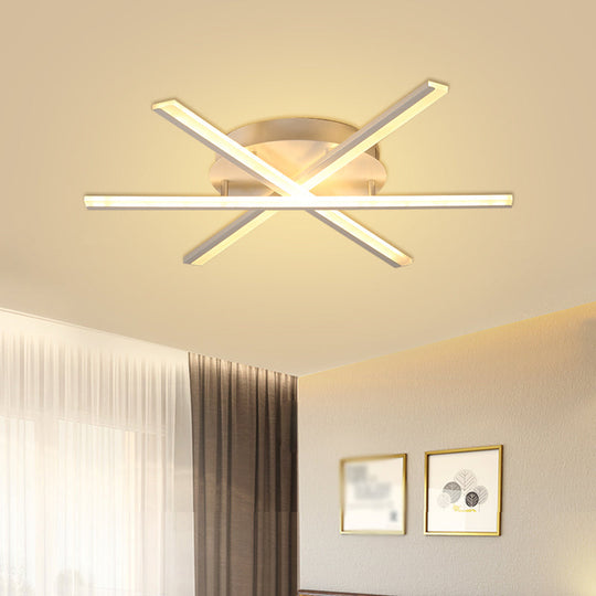 Slender Stacked LED Ceiling Light: Modern White Acrylic Flush Mount Fixture