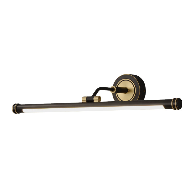 Contemporary Led Tubular Wall Sconce With Adjustable Arm - Black/Brass Metal Vanity Light Fixture