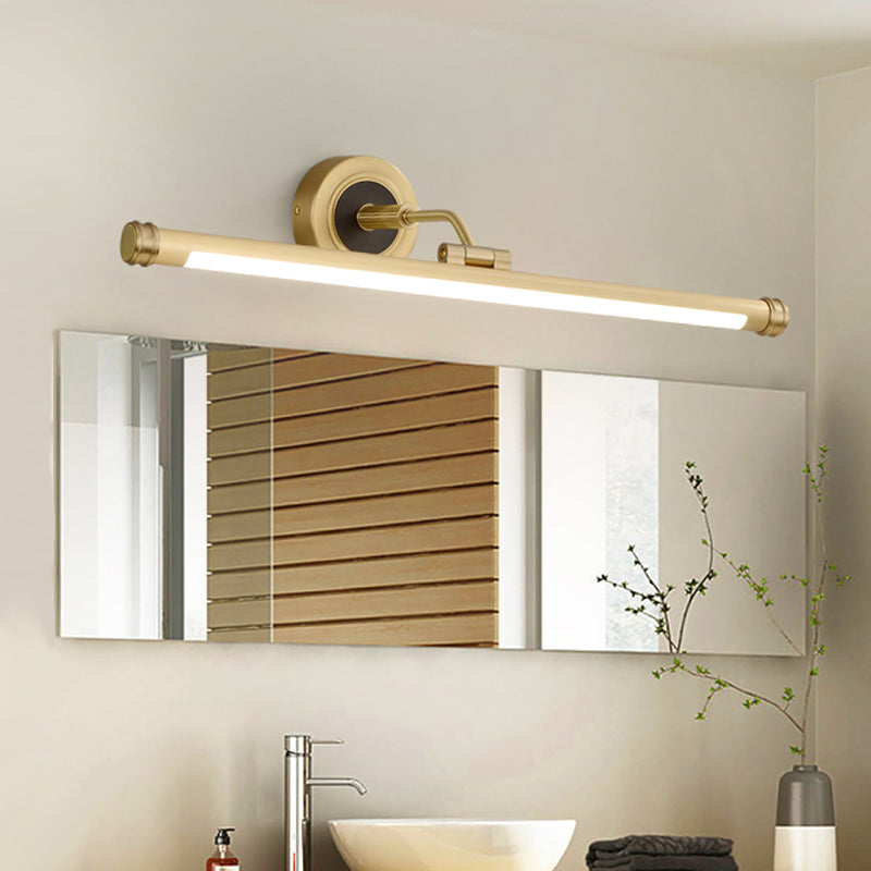 Contemporary Led Tubular Wall Sconce With Adjustable Arm - Black/Brass Metal Vanity Light Fixture