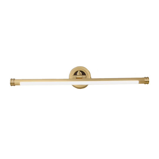 Contemporary Led Tubular Wall Sconce With Adjustable Arm - Black/Brass Metal Vanity Light Fixture