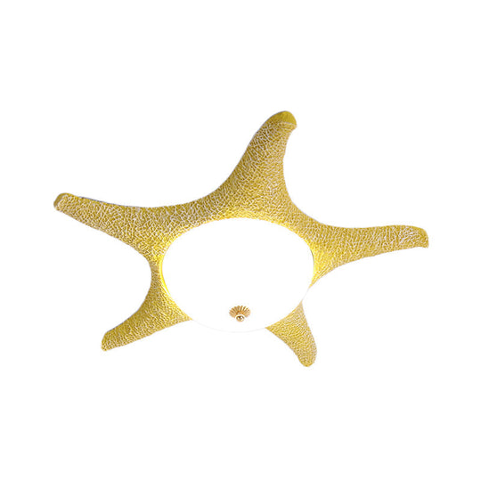 Starry Night in Your Room - Resin Starfish LED Flush Mount Light Fixture for Kids in Playful Pink, Yellow, and Blue with Warm/White Light