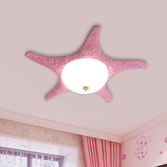 Starry Night in Your Room - Resin Starfish LED Flush Mount Light Fixture for Kids in Playful Pink, Yellow, and Blue with Warm/White Light