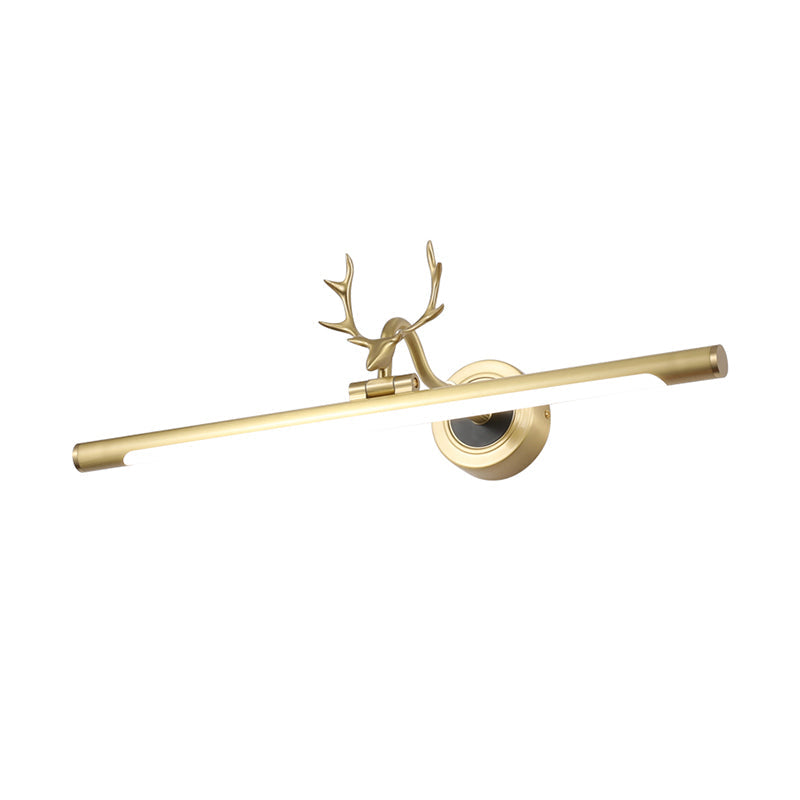 Gold Metal Led Bathroom Vanity Light With Antler Deco